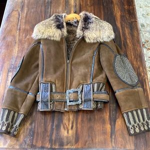 Fox Fur and Leather Bomber Coat